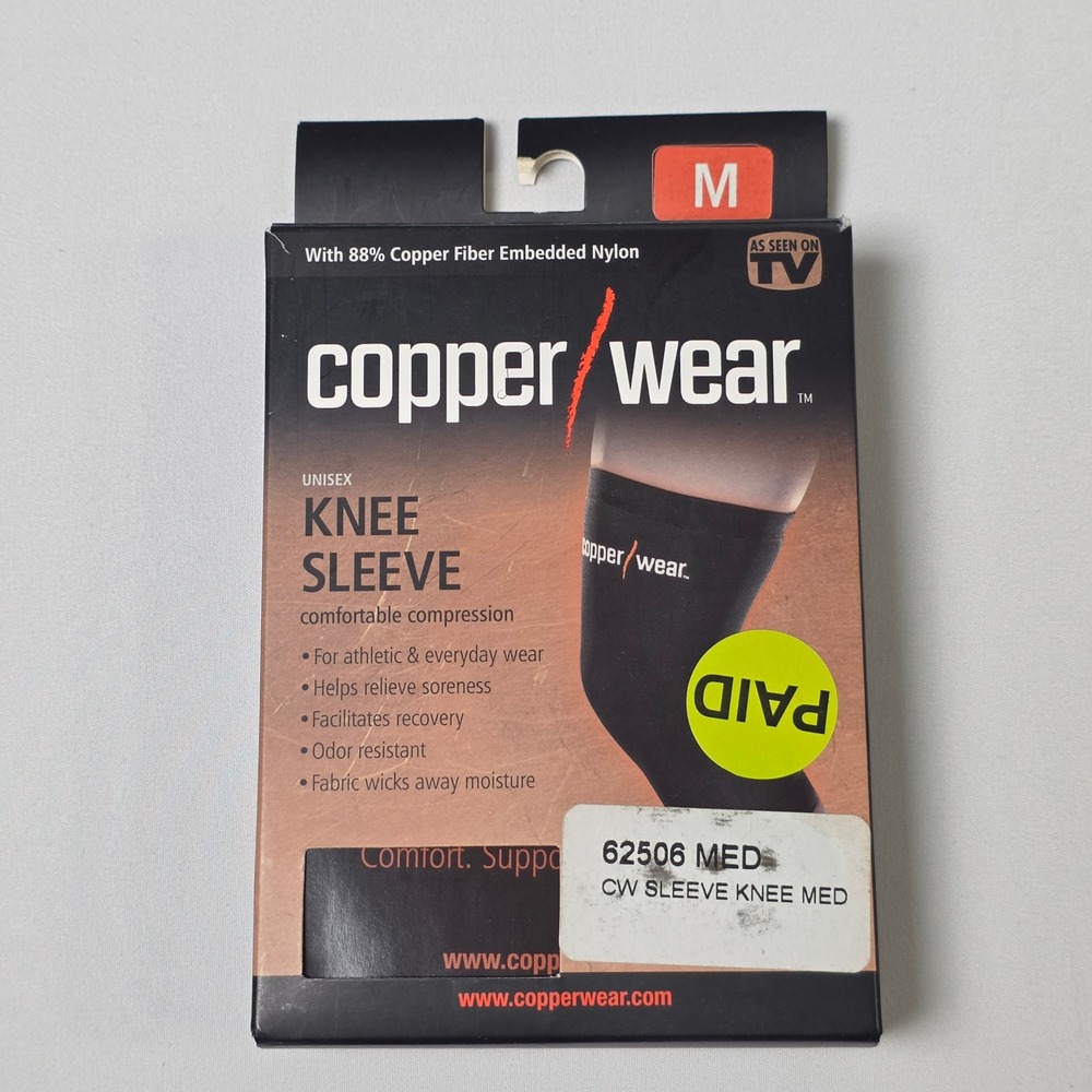Copper Wear Knee Sleeve Medium Compression Support Black 62506